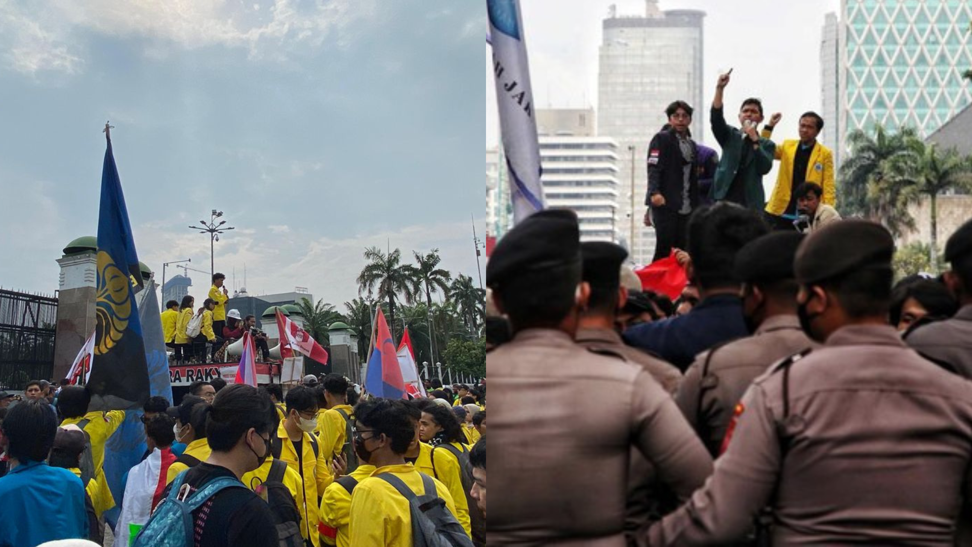 Jakarta Pusat Diwarnai Tiga Aksi Massa, Ribuan Personel Siaga